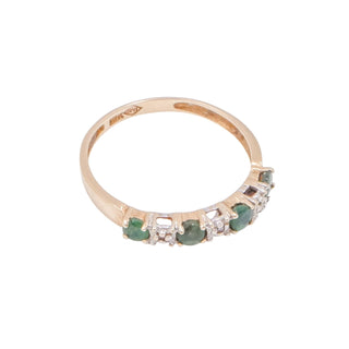10K Yellow Gold Natural Emerald Diamond Ring Size 6