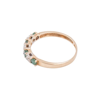 10K Yellow Gold Natural Emerald Diamond Ring Size 6