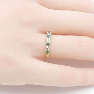 10K Yellow Gold Natural Emerald Diamond Ring Size 6