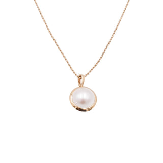 14K Yellow Gold White Mabe Pearl 1 Inch Enhancer Pendant