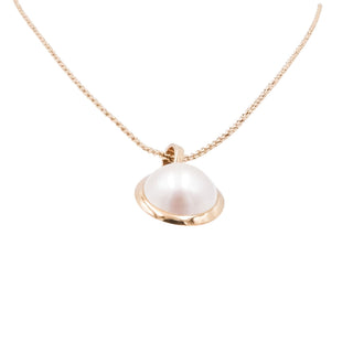 14K Yellow Gold White Mabe Pearl 1 Inch Enhancer Pendant
