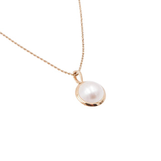 14K Yellow Gold White Mabe Pearl 1 Inch Enhancer Pendant