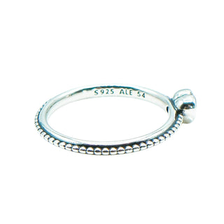 PANDORA One Love Sterling Silver Stackable Heart Ring With Pink Synthetic Sapphire