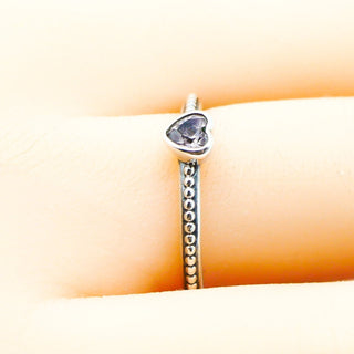 PANDORA One Love Sterling Silver Stackable Heart Ring With Pink Synthetic Sapphire