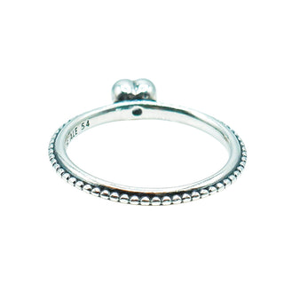 PANDORA One Love Sterling Silver Stackable Heart Ring With Pink Synthetic Sapphire