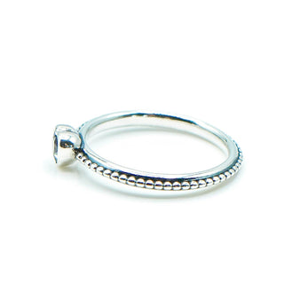 PANDORA One Love Sterling Silver Stackable Heart Ring With Pink Synthetic Sapphire
