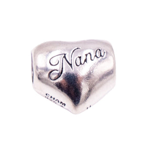 Chamilia Nana Sterling Silver Grandmother Heart Family Love Charm Bead