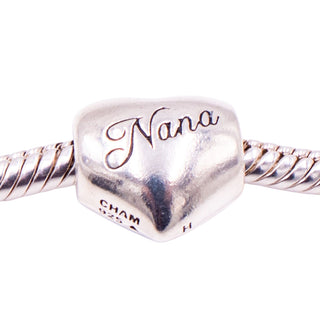 Chamilia Nana Sterling Silver Grandmother Heart Family Love Charm Bead