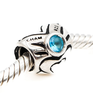 Chamilia March Birthstone Heart Sterling Silver Charm I-39 With Light Blue Crystal