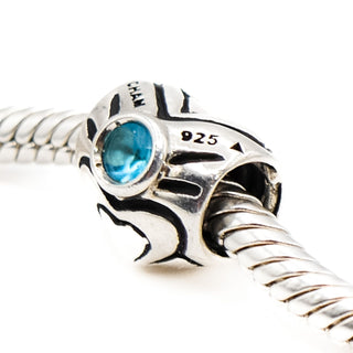 Chamilia March Birthstone Heart Sterling Silver Charm I-39 With Light Blue Crystal