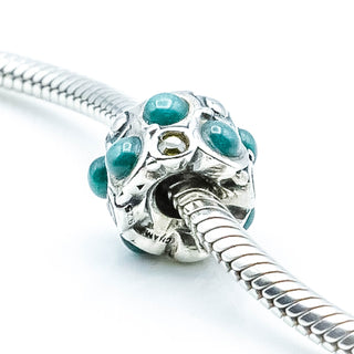 CHAMILIA Teal Stone Cabochon Sterling Silver Charm Bead with SWAROVSKI Crystals