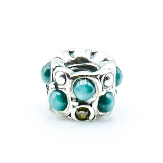 CHAMILIA Teal Stone Cabochon Sterling Silver Charm Bead with SWAROVSKI Crystals
