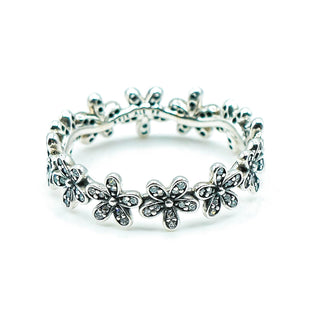 PANDORA Dazzling Daisy Meadow Sterling Silver Stackable Ring With Clear Zirconia Size 6