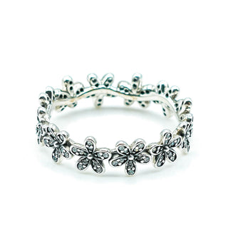 PANDORA Dazzling Daisy Meadow Sterling Silver Stackable Ring With Clear Zirconia Size 6