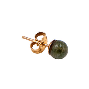 14K Yellow Gold 5.2mm Green Jade Sphere Single Stud Earring