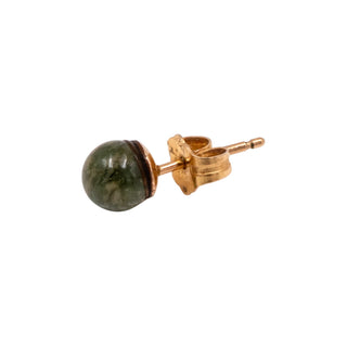 14K Yellow Gold 5.2mm Green Jade Sphere Single Stud Earring