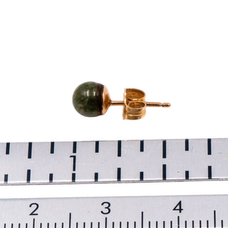 14K Yellow Gold 5.2mm Green Jade Sphere Single Stud Earring