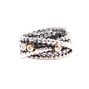 Pandora Retired Entangled Beauty Sterling Silver 14K Gold Diamond Ring Size 4