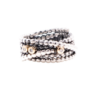 Pandora Retired Entangled Beauty Sterling Silver 14K Gold Diamond Ring Size 4