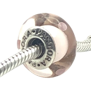 Pandora Pink Glass Polka Dots Murano Glass Sterling Silver Charm