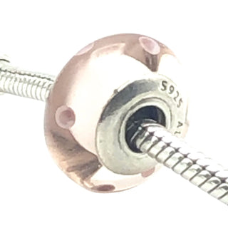 Pandora Pink Glass Polka Dots Murano Glass Sterling Silver Charm