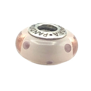 Pandora Pink Glass Polka Dots Murano Glass Sterling Silver Charm