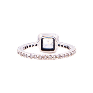 Pandora Retired Timeless Elegance Sterling Silver Clear CZ Square Halo Ring Size 6