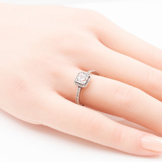 Pandora Retired Timeless Elegance Sterling Silver Clear CZ Square Halo Ring Size 6