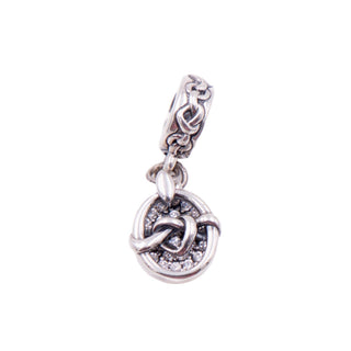 Pandora Retired Knotted Hearts Sterling Silver Clear CZ Love Dangle Charm