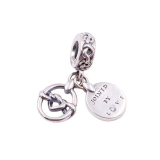 Pandora Retired Knotted Hearts Sterling Silver Clear CZ Love Dangle Charm