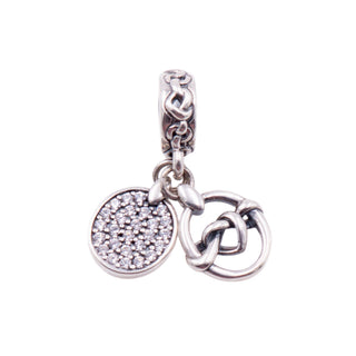 Pandora Retired Knotted Hearts Sterling Silver Clear CZ Love Dangle Charm