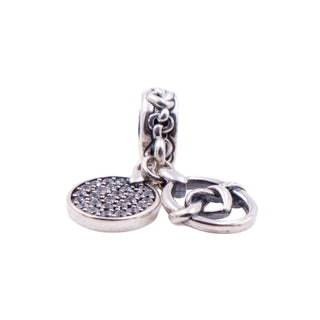 Pandora Retired Knotted Hearts Sterling Silver Clear CZ Love Dangle Charm