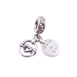 Pandora Retired Knotted Hearts Sterling Silver Clear CZ Love Dangle Charm