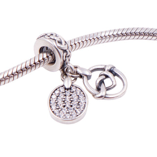 Pandora Retired Knotted Hearts Sterling Silver Clear CZ Love Dangle Charm