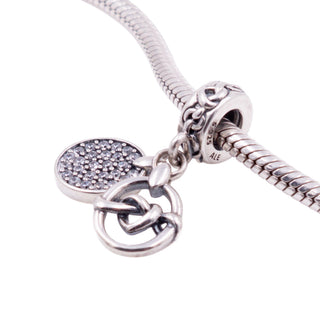 Pandora Retired Knotted Hearts Sterling Silver Clear CZ Love Dangle Charm