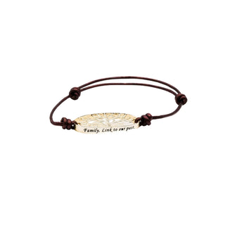 Footnotes Family Tree Silver Plated Leather Bracelet