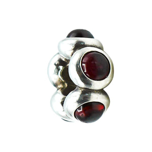 Pandora Sterling Silver Garnet Cabochon Spacer Charm Retired ALE