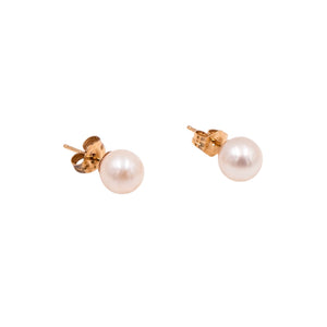 14K Yellow Gold 5.7mm Akoya Pearl Stud Earrings