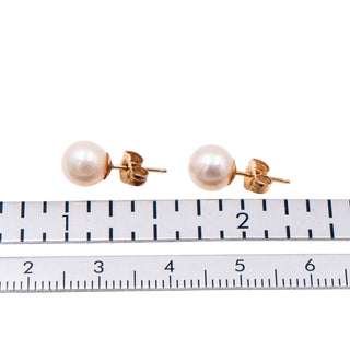 14K Yellow Gold 5.7mm Akoya Pearl Stud Earrings