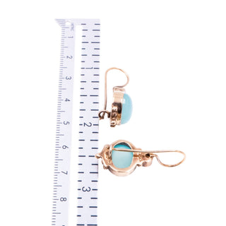 18K Gold Plated Sterling Silver 1.25 Inch Chalcedony Cabochon Drop Earrings
