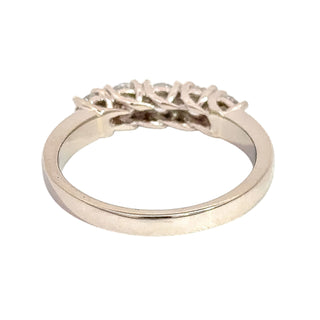 14K White Gold 5-Stone Diamond Anniversary Band Half Eternity Ring Size 11