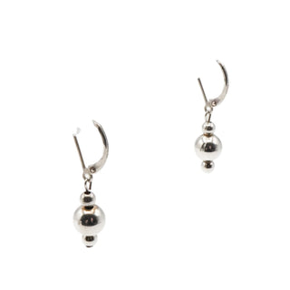 Sterling Silver Ball Drop Earrings Polished Bead Dangle Leverback 1.25 Inch