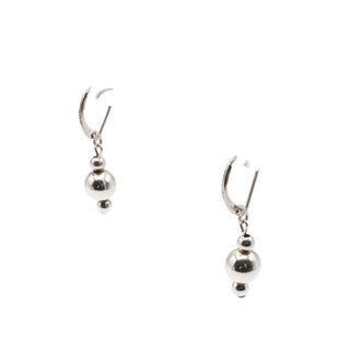 Sterling Silver Ball Drop Earrings Polished Bead Dangle Leverback 1.25 Inch