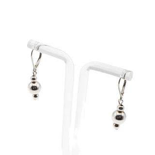 Sterling Silver Ball Drop Earrings Polished Bead Dangle Leverback 1.25 Inch
