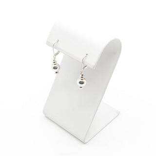 Sterling Silver Ball Drop Earrings Polished Bead Dangle Leverback 1.25 Inch