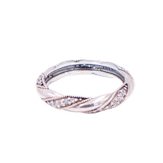 Pandora Retired Ribbon of Love Sterling Silver Clear CZ Ring Size 9