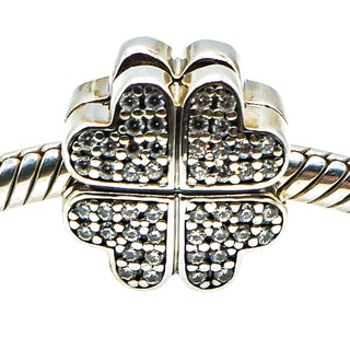 Pandora Petals of Love Sterling Silver Heart Flower Clip With Clear Zirconia