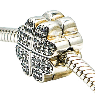 Pandora Petals of Love Sterling Silver Heart Flower Clip With Clear Zirconia