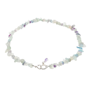 Vintage Sisters Sterling Silver Fluorite Beaded Chips 17.5 Inch Amethyst Pendant Necklace