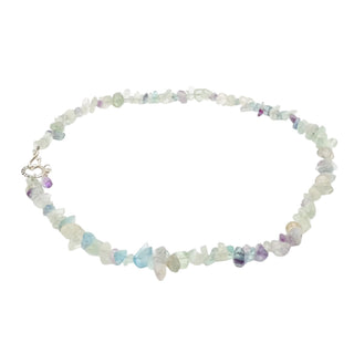 Vintage Sisters Sterling Silver Fluorite Beaded Chips 17.5 Inch Amethyst Pendant Necklace